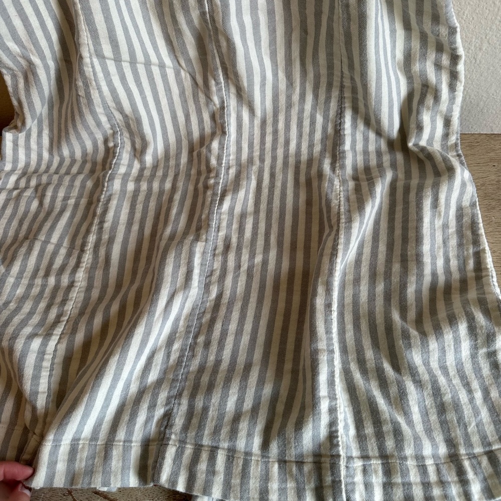 Faherty Cream and Tan Striped Linen Maxi Dress with Tie Straps - Picture 9 of 16